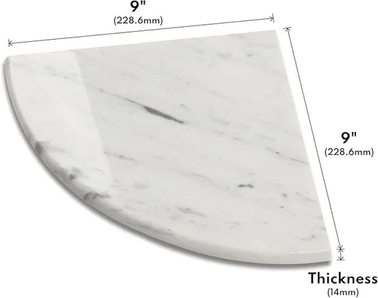 Lovdeco Marble Corner Shower Shelf, Carrara Marble, Polished 9" Round Edge Corner Shelves for Bathroom, Shower, 1 Piece - ModernBath
