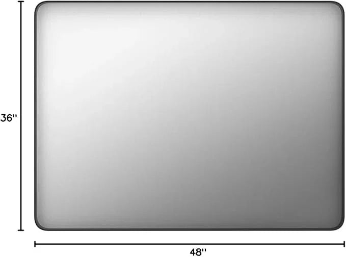 JISOSO Black Bathroom Mirror 48X36 Inch, Black Metal Framed Mirror for Wall, Rounded Rectangle Matte Bathroom Vanity Mirror with Tempered Glass, Anti-Rust, Horizontal/Vertical - ModernBath