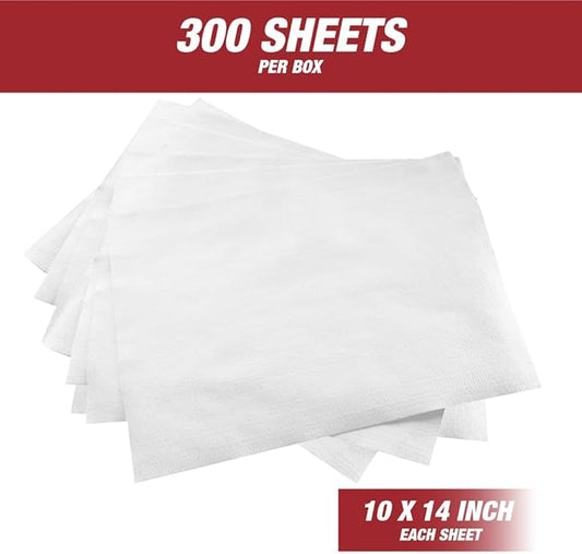 26029 Prep Wipe WHITE Lint Free Cleaning Towels Pack of 300 Sheets, 10" x 14" (1 Box) - Multi-purpose, Reusable, Perforated, Industrial Grade Perforated Sheets- 26029