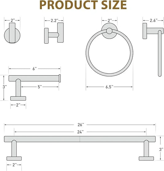 Matte Black Towel Bar Set, Modern 24 Inch Bathroom Hardware Set, Wall Mounted Bathroom Accessories Set, Durable SUS304 Stainless Steel, 4-Piece - ModernBath