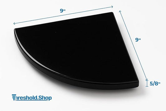 9 Inch Super Black Engineered Marble Corner Shower Shelf Bathroom Caddy, Wall Mounted Shower Shelf, Classic Flatback Design (1)