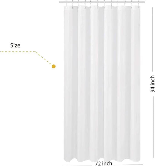 N&Y HOME Extra Long Fabric Shower Curtain or Liner 72 x 94 inch, Hotel Quality, Washable, White Bathroom Curtains with Grommets, 72x94 - ModernBath