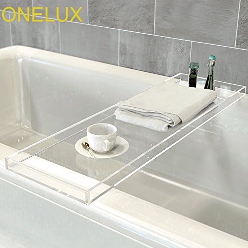 ONELUX Durable Clear Acrylic Towel Tray,Lucite Bathtub Caddy