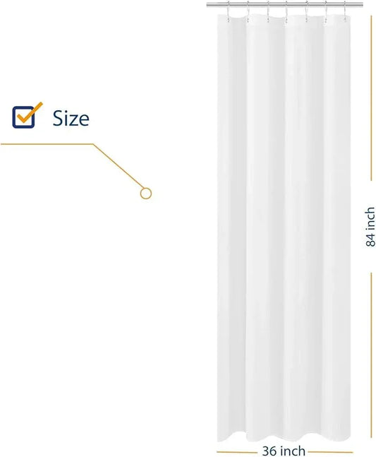 N&Y HOME Fabric Small Stall Shower Curtain Liner Extra Long 36 x 84 inches, Hotel Quality, Washable, Water Repellent, White Bathroom Curtains with Grommets, 36x84 - ModernBath