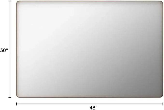 LOAAO 48”X30” Gold Bathroom Mirror, Rounded Rectangle Gold Frame Mirror, Brushed Gold Bathroom Vanity Mirror Wall-Mounted, Anti-Rust, Tempered Glass, Hangs Horizontally or Vertically - ModernBath