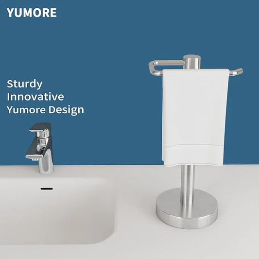 YUMORE Hand Towel Holder Stand Countertop Towel Rack Free Standing Towel Bar Hanger for Bathroom Kitchen (Brushed Nickel) - ModernBath