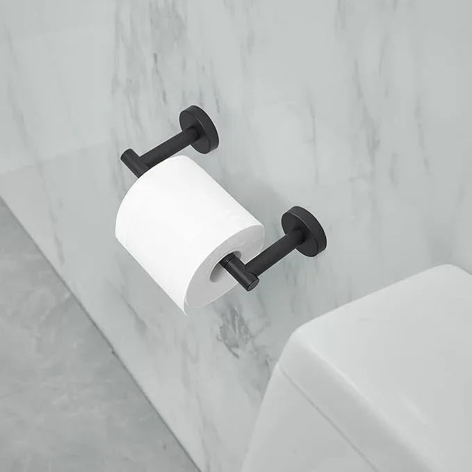 BWE Black Toilet Paper Holder Wall Mounted Double Post Pivoting Toilet Tissue Holders SUS 304 Stainless Steel Toilet Roll Holder for Bathroom Kitchen and RV Washroom - ModernBath