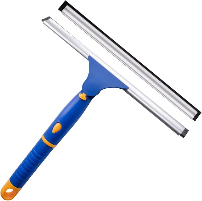 ITTAHO Swivel Shower Squeegee for Glass Doors, All-Purpose Anti-Slip Window Squeegee with 2 Blades, Window Cleaner Tool Bathroom Squeegee for Shower Doors, Tile Shower Walls,Mirrors,Car Windshields