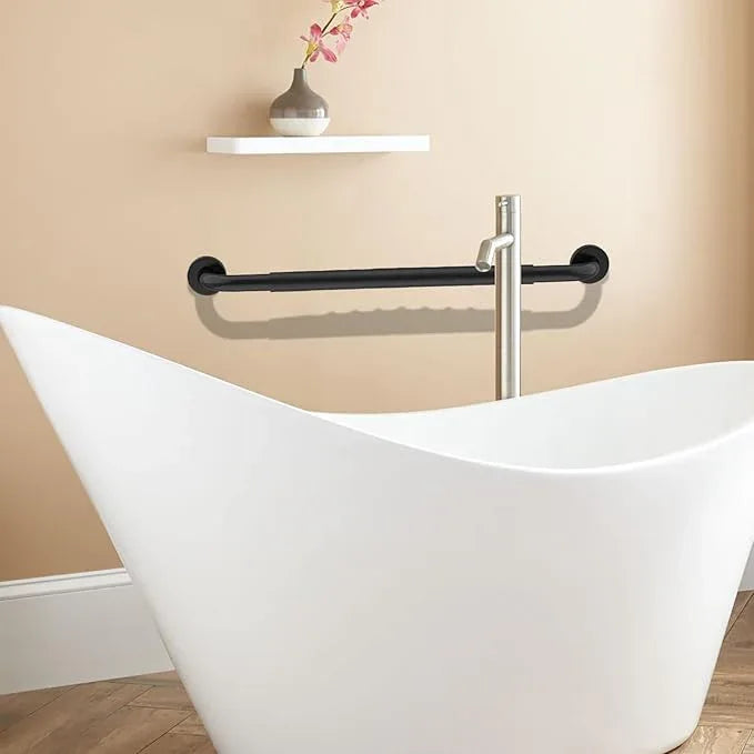 32 Inch Shower Grab Bar w/Anti Slip Rubber Grip, Munzong Black Stainless Steel Bathroom Grab Bar, Bathroom Balance Bar,Safety Handrail Support,Handicap Injury Elderly Senior Assist Bath Handle - ModernBath