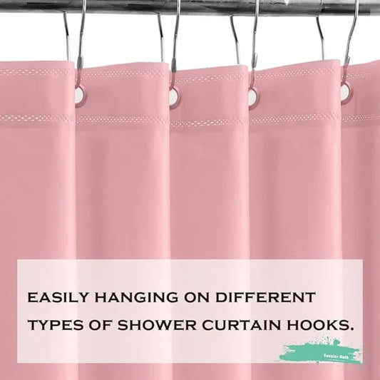 Eazzier Bath Baby Pink Plastic Shower Curtain Or Liner, 72x72 Inch Lightweight Light Pink Plastic Bathroom Shower Showroom Inner Curtain with Rustproof Metal Grommet Holes and Weighted Magnets - ModernBath