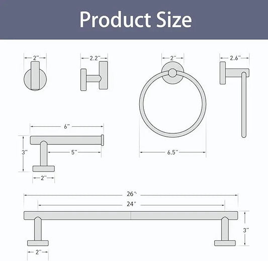 Matte Black Towel Bar Set, 24 Inch Bathroom Hardware Set, Wall Mounted Bathroom Towel Holder Set, Modern Bathroom Accessories, Durable SUS304 Stainless Steel, 4-Piece - ModernBath
