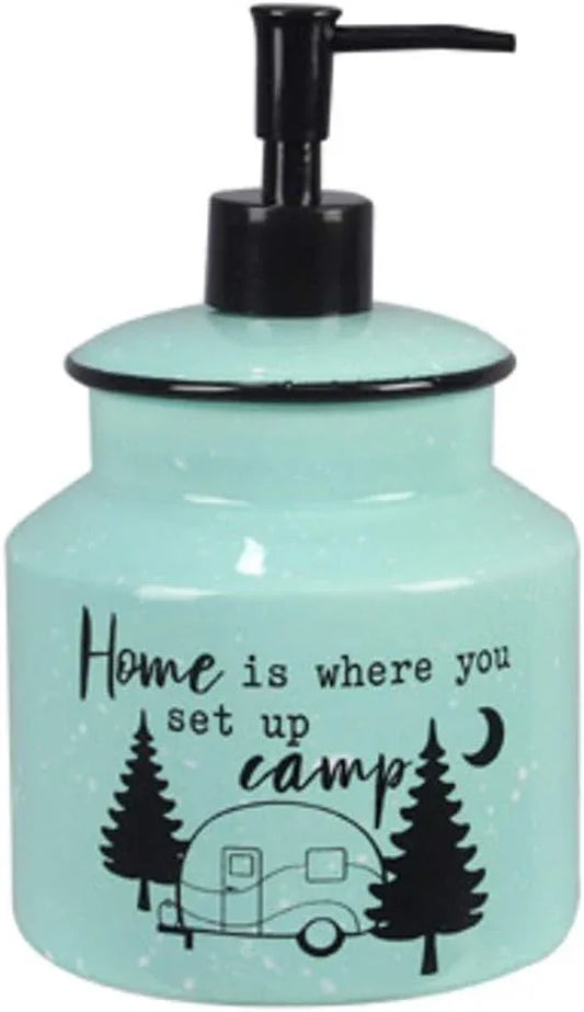 Young's Inc. Farmhouse Soap Dispenser - Decorative Dish and Hand Soap Dispenser for Bathroom and Kitchen - Camper Home, Blue - 4.53" x 4.53" x 7.48" - ModernBath