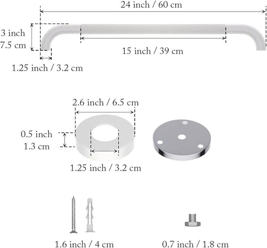 2 Pack 24 Inch Anti Slip Shower Grab Bar Oil Rubbed White 1.25" Diameter,Munzong Bathroom Grab Bar, Knurled Bathroom Balance Bar,Safety Hand Rail Support Handicap Elderly Senior Assist Bath Handle
