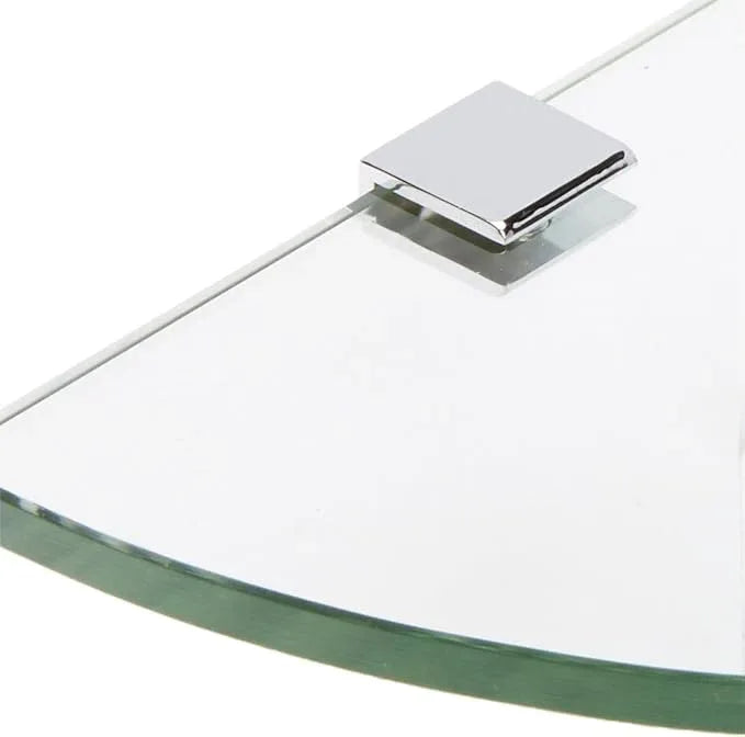 Spancraft Glass SQ6QR-CR Quarter Round Glass Shower Shelf with Square Clamp, Chrome Bracket, 6" - ModernBath