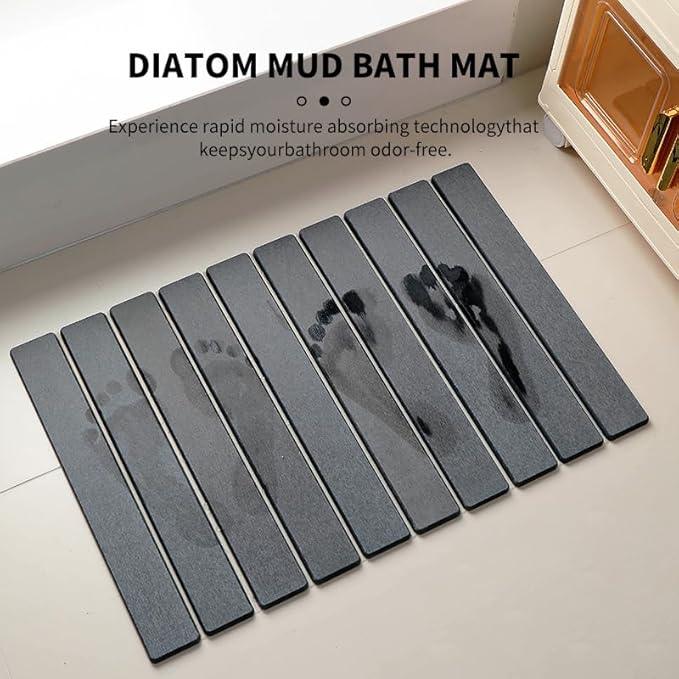 Bath Rug Mat,Diatomaceous Earth Mats,Foldable Stone Bath Rug,23.6 x 15.5 Inch Super Absorbent Quick Drying Diatomaceous Earth Mat for Bathroom,Easy to Store,Easy to Clean,Grey - ModernBath