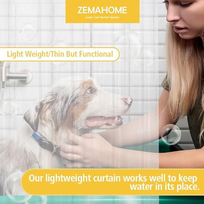 ZEMAHOME Narrow Size Clear Plastic Shower Curtain Liner, 36x72 Inch Thin Lightweight Transparent Plastic Bathroom Shower Showroom Inner Curtain with Rustproof Metal Grommet Holes and Weighted Magnets - ModernBath