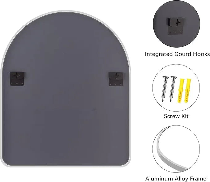 FORBATH Large Arched Wall Mirror 48x40 Inch, Silver Arch Bathroom Mirror with Aluminum Frame, Arched Mirror for Dresser, Fireplace,Entryway,Home Decor,Hanging or Leaning Against Wall - ModernBath