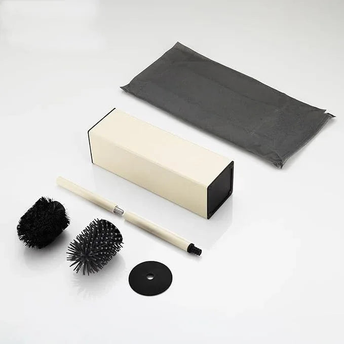 BGL Standing Toilet Brush and Holder Matte White Aluminium Toilet Bowl Cleaner Brush and Holder for Bathroom Storage and Organization, Square Design Sturdy and Space Saving - ModernBath
