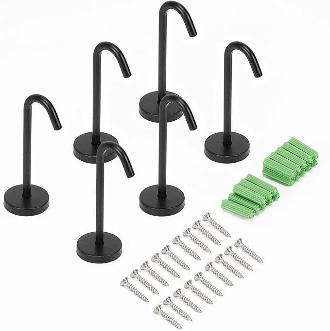 NearMoon Coat Hooks, Wall Mount Hooks for Hanging Hat Hurse Robe, 304 Stainless Steel Heavy Duty Towel Hangers for Bathroom Livingroom Kitchen-Ceiling Hook, 6 Pack (4 Inch, Matte Black) - ModernBath