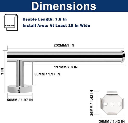 NearMoon Hand Towel Holder/Towel Ring, Thicken Stainless Steel Hand Towel Bar for Bathroom, Rustproof Wall Mounted Towel Rack, Contemporary Style Bath Accessories, 9 Inch (1 Pack, Chrome Finish)
