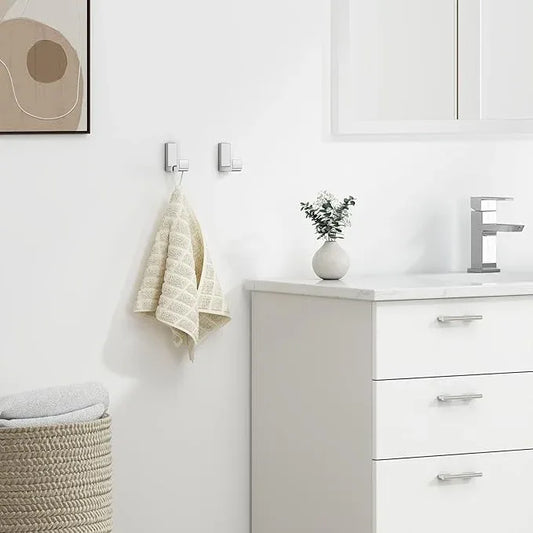 Angle Simple Towel Hooks, SUS 304 Stainless Steel Robe Coat Hooks for Bathroom Wall, Polished Chrome, 2 Pack - ModernBath