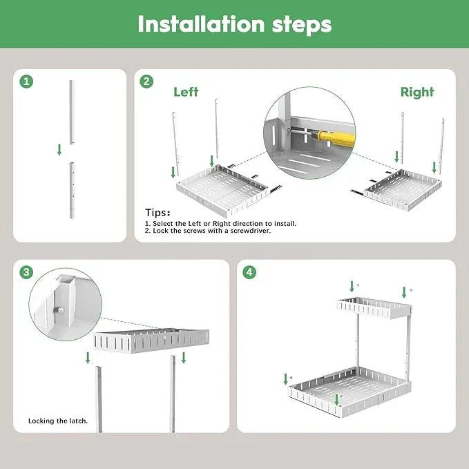 REALINN Under Sink Organizer, 2 Tier Expandable Under Cabinet Organizer, Heights Adjustable Pull Out Storage for Kitchen Bathroom Laundry, White, 2 Pack - ModernBath