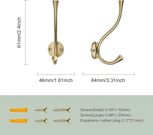 Sailing 3 Pack Coat Hooks - Champagne Bronze Coat Hooks Decorative Wall Hooks for Bathroom Living Room Bedroom Hanger for Robe Dressing Room Fitting Room - ModernBath