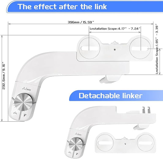 Bidet Attachment for Toilet Non-Electric Ultra-Thin Design,Self-Cleaning Dual Nozzles With Adjustable Angle,Rear & Feminine Hygiene Wash,Adjustable Water Pressure,Cold Water Only, White(0.23 in)