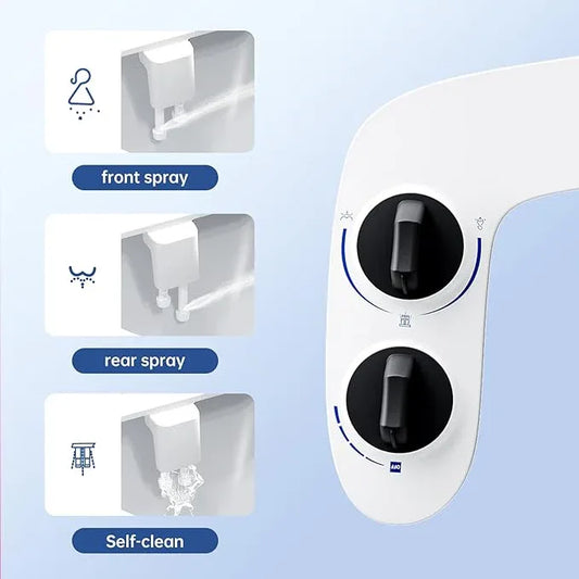 Bidet Attachment for Toilet, Toilet Bidet with Dual Self-Cleaning Nozzles, Rear and Feminine Wash, Adjustable Spray Pressure, Easy Installation, Hygienic Bathroom Accessory, Black - ModernBath