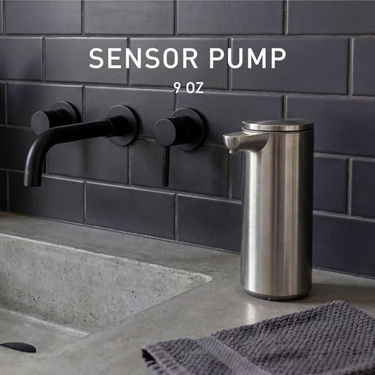 simplehuman 9 oz. Touch-Free Automatic Rechargeable Sensor Pump, Brushed Stainless Steel, New