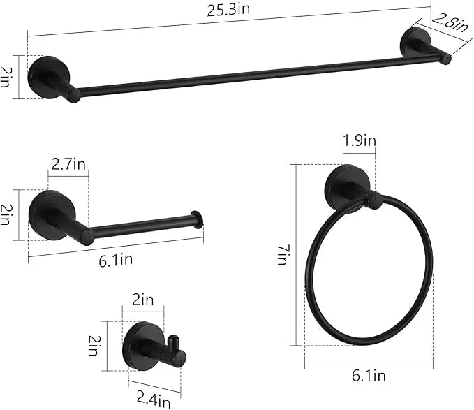 BGL Bathroom Hardware Set Black Bathroom Accessory Set Towel Bar 8 Pieces - ModernBath