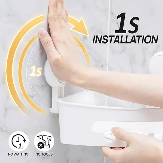LEVERLOC Corner Shower Caddy Suction Cup, shower shelves suction cup, 2 Pack Basket Powerful Bathroom, Waterproof & Oil-proof Organizer for Kitchen, No-Drilling Removable - ModernBath