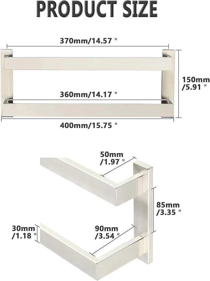 Alise 16 Inch Double Towel Bars for Bathroom Wall Mount,Towel Holder Double Towel Racks for Bathroom Lavatory,SUS304 Stainless Steel Towel Rail Towel Hanger for Walls,Brushed Nickel - ModernBath