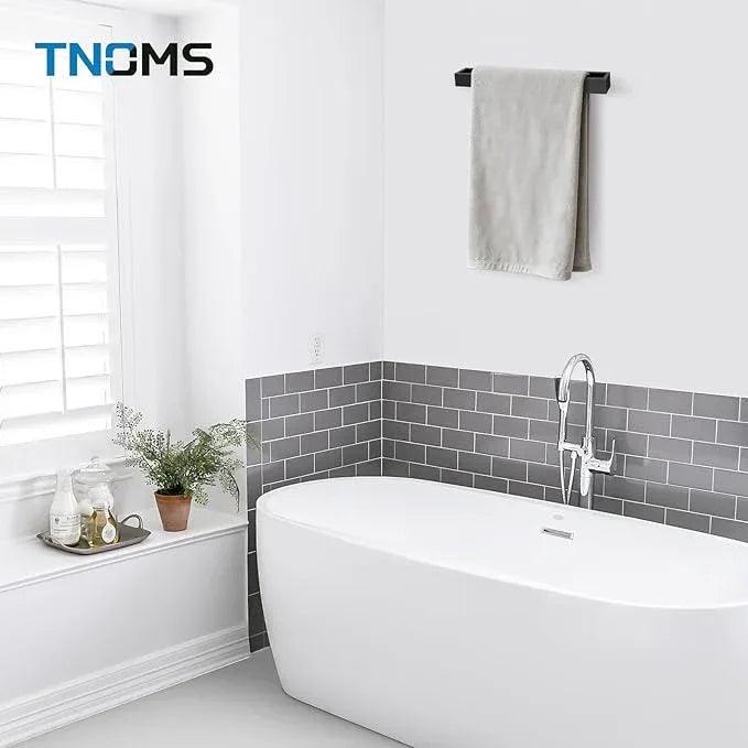 TNOMS Single Towel Bar Towel Holder Bathroom Hardware Accessories,Stainless Steel Wall-Mounted Towel Rack Towel Rail,12 Inches Matte Black - ModernBath