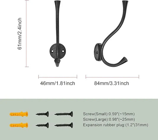 Sailing 3 Pack Coat Hooks - Antique Black Coat Hooks Decorative Wall Hooks for Bathroom Living Room Bedroom Hanger for Robe Dressing Room Fitting Room - ModernBath