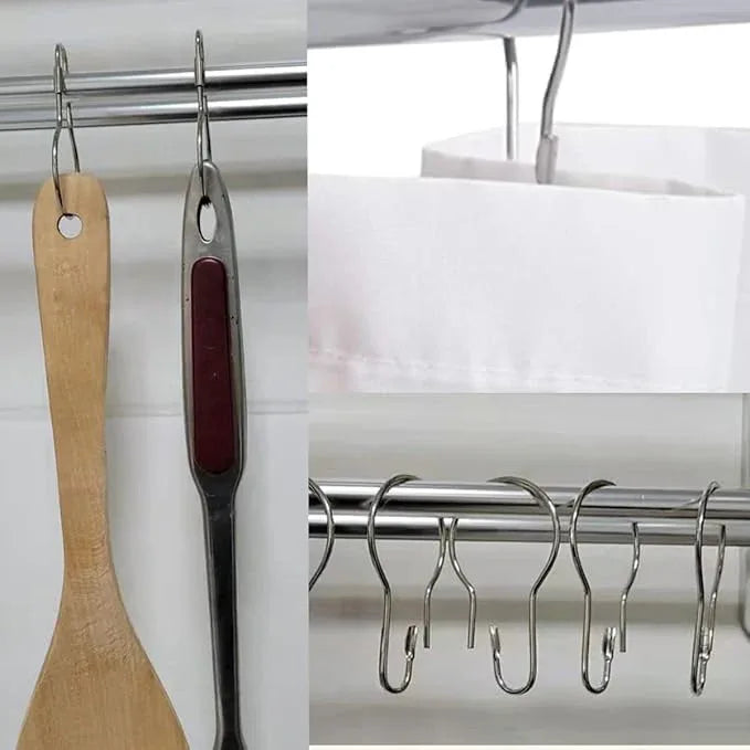 HLCM Shower Curtain Rings Hooks, Rust-Resistant Metal Shower Curtain Hooks, Stainless Steel Shower Curtain Rings for Bathroom Shower Curtain Rod (500) - ModernBath