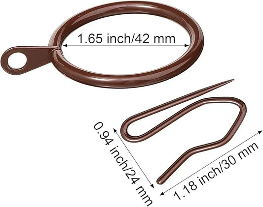 Qunclay 100 Set 1.65 Inch Metal Curtain Rings with Eyelets Curtain Hooks for Drapes and Metal Drapery Pin Drapery Hooks for Window Door Shower Bathroom Rings (Brown) - ModernBath