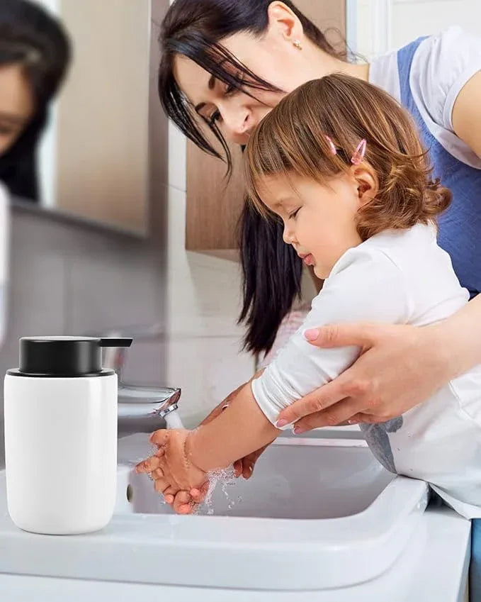 BosilunLife Foaming Soap Dispenser - Ceramic White Soap Dispenser Bathroom Small Foam Hand Dispenser Refillable Kitchen Dish Soap Bottle Hand Wash Dispenser - ModernBath