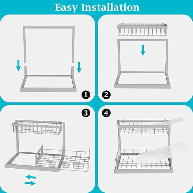 REALINN Under Sink Organizer, Pull Out Cabinet Organizer 2 Tier Slide Out Sink Shelf Cabinet Storage Shelves, Storage for Kitchen Bathroom, Grey, 1 Pack - ModernBath