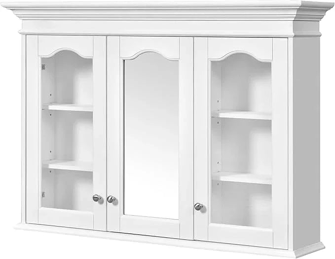 Merax Wall Mounted Bathroom Medicine Cabinet with Mirror, 40" x 28" Bathroom Wall Cabinet with Storage, Glass Doors and Adjustable Shelves, Mirrored Door Over The Toilet Storage Cabinet - ModernBath
