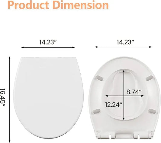 Toilet Seat,Round Toilet Seat with Quiet Close – Quick Release Hinges, Non-Slip Bumpers, Quiet, Easy to Clean – Fits Most American Standard Elongated Toilets – Easy Installation – White, Regular - ModernBath