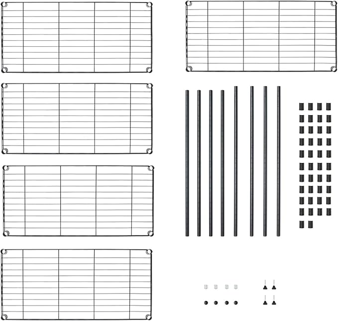 5 Tier Wire Shelving Unit Storage Rack, Metal Heavy Duty Utility Organizers, Organization Units for Products Plant Pantry, Garage, Laundry Racks Durable Shelf Stand,14"W x 30"L x 60"H, Black