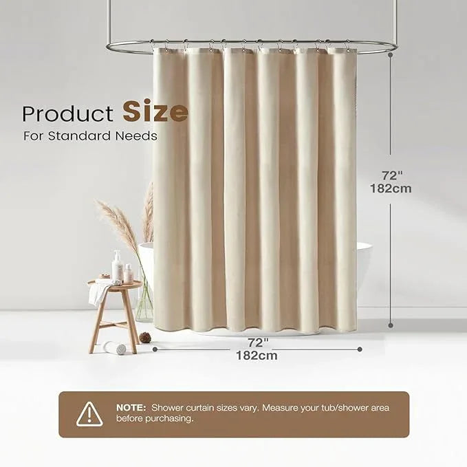 BTTN 3 in 1 Shower Curtain Set, Cream Linen Textured Fabric Shower Curtain and Clear Liner Set with Plastic Hook, Modern Hotel Luxury Weighted Waterproof Shower Curtain for Bathroom, Beige, 72x72 - ModernBath