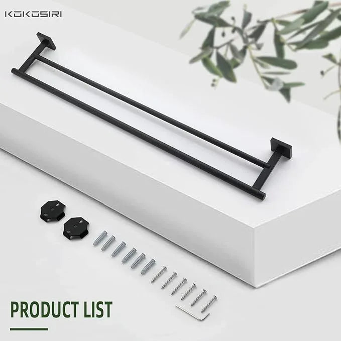 KOKOSIRI 32'' Towel Rails Bathroom Double Towel Bars Matte Black 32 Inch Bath Towel Holder for Washroom Wall Stainless Steel B5005BK-L32 - ModernBath