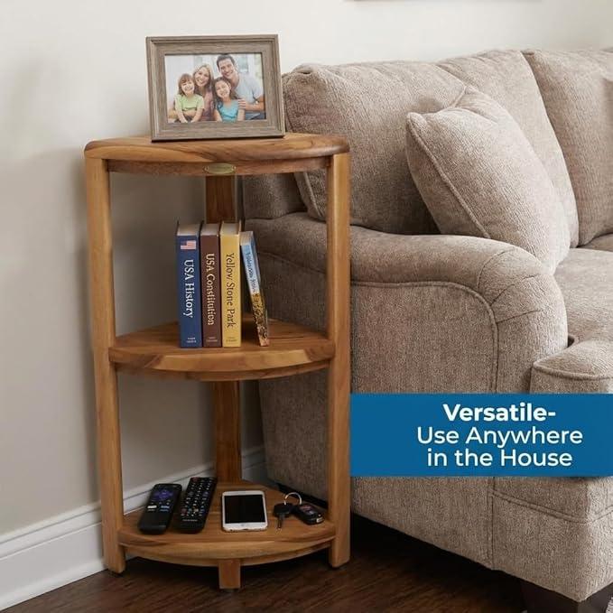 EcoDecors 3-Tier Shelf Waterproof Teak Wood Shower Shelf for Inside Shower Provides Storage, and Organization for Bathroom Accessories - ModernBath
