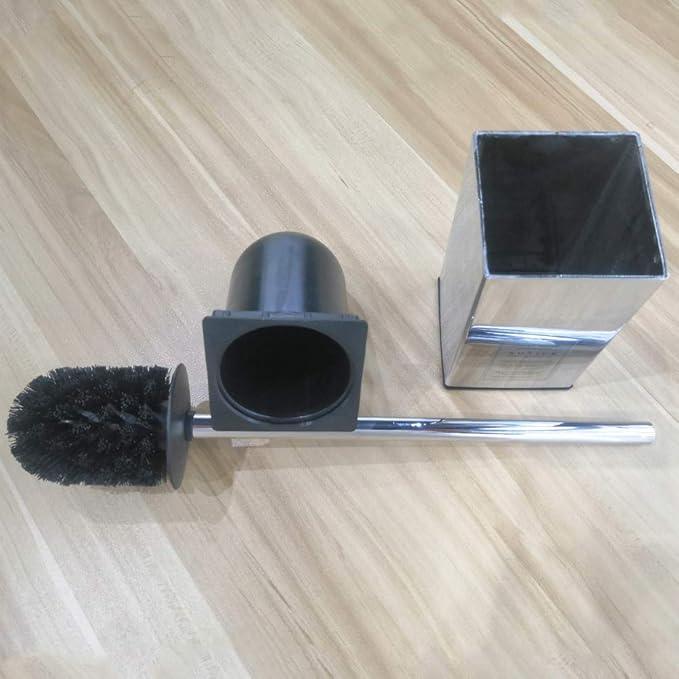 Freestanding Toilet Brush Holder for bathrooms 304 Stainless Steel Toilet Brush Stand Square Storage and Organization Rust Resistant 17-inch high Polished Chrome Finished - ModernBath
