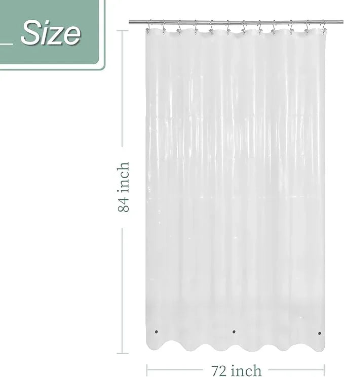 Mrs Awesome Extra Long Shower Curtain Liner with Magnets, 72x84 XL Clear PEVA Shower Liner, Long Plastic Shower Curtain for Bathroom, Lightweight & Waterproof, 72 x 84, Clear - ModernBath