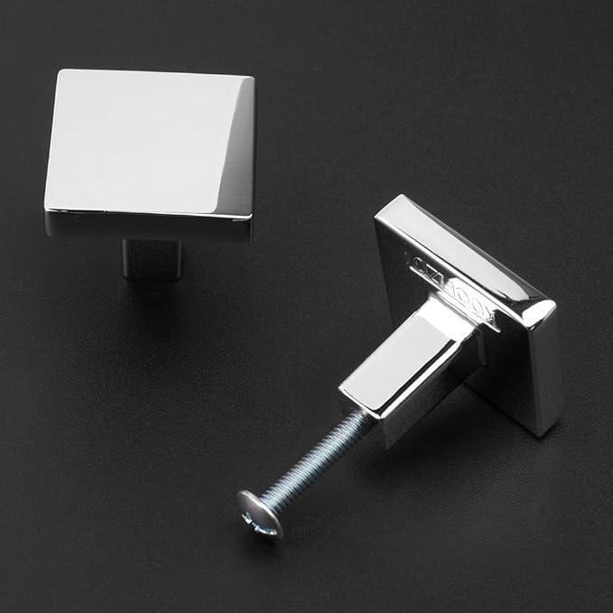 KOOFIZO 30 Pack Polished Chrome Cabinet Knobs Chrome Drawer Knobs K03 Square Single Hole Cabinet Pulls for Cabinets Drawer Dresser Cupboard Bedroom Closet Bathroom Vanity - ModernBath