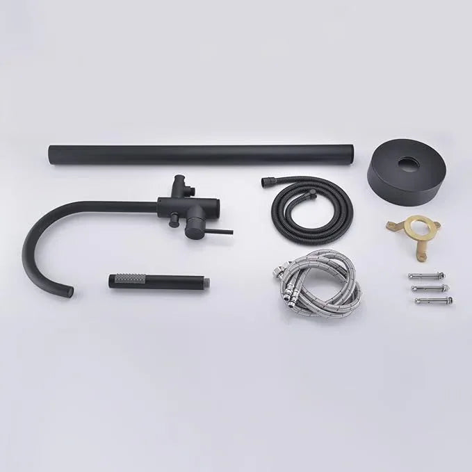 Freestanding Bathtub Faucet Tub Filler Faucets Black Single Handle Floor Mounted with Handheld Shower - ModernBath