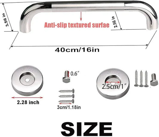 16 Inch Anti Slip Shower Grab Bar, Munzong Stainless Steel Bathroom Grab Bar, Satin Brushed Nickel Knurled Bathroom Balance Bar,Safety Hand Rail Support Handicap Elderly Senior Assist Bath Handle - ModernBath